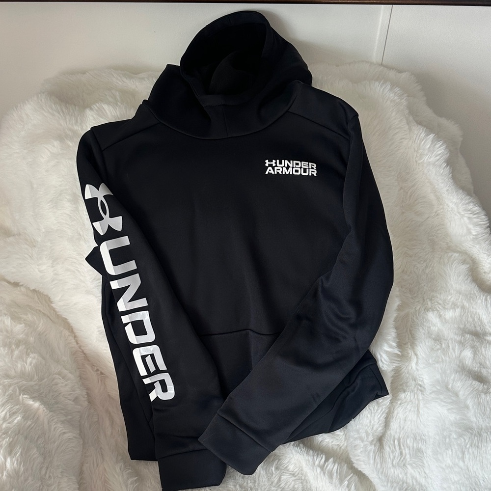 Under Armour Black Hoodie with White Sleeve Logo